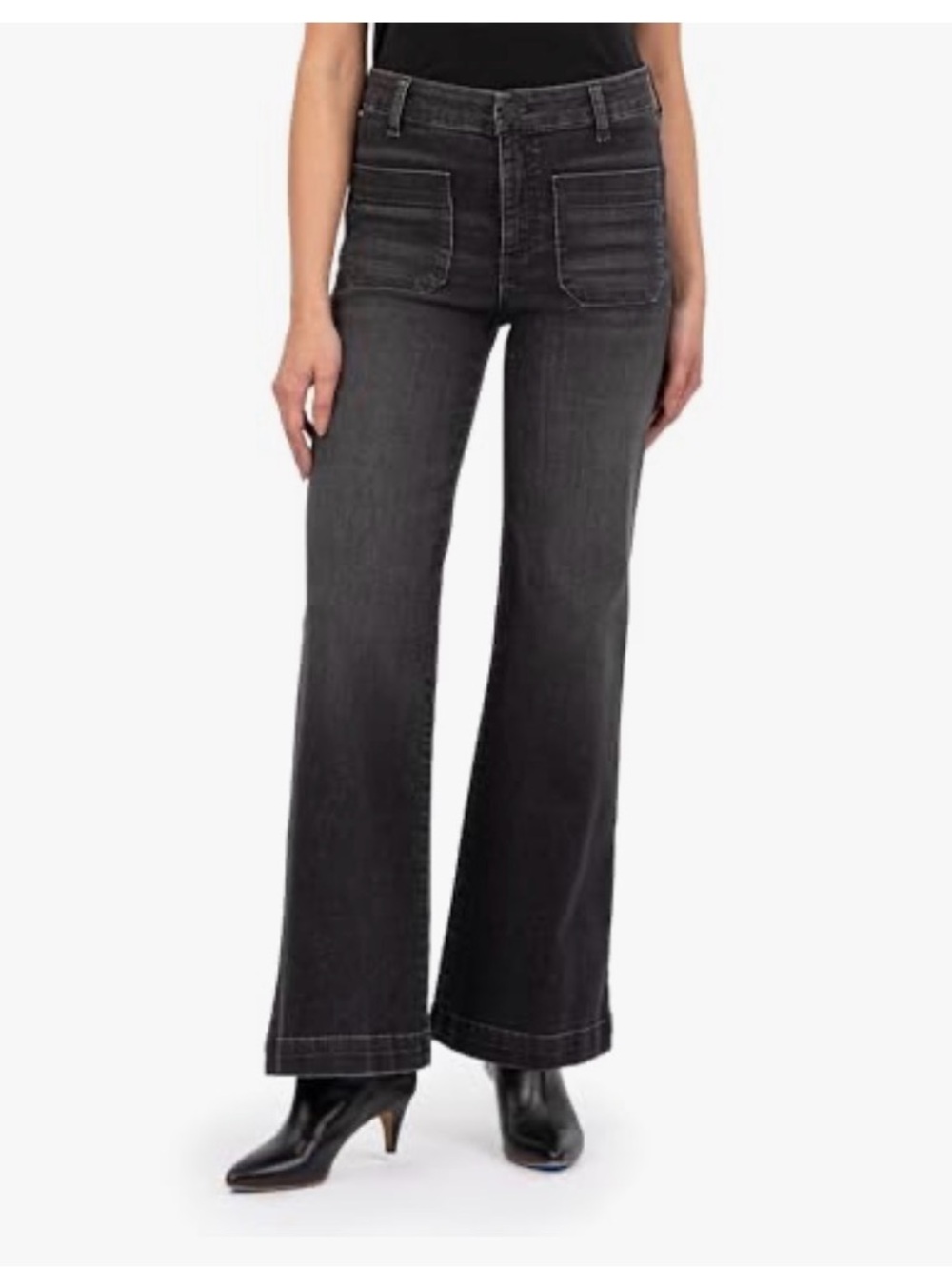 Kut from the Kloth Women's Meg Fab Ab Wide Leg Jeans in Charcoal Black